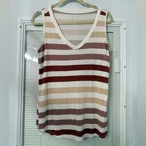 24/7 Comfort Apparel Multicolor Striped‎ Tank Top size Large